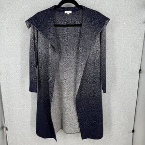 Novica Womens Peruvian Sky Knit Long Cardigan Size L Blue Ombre Alpaca Wool EUC